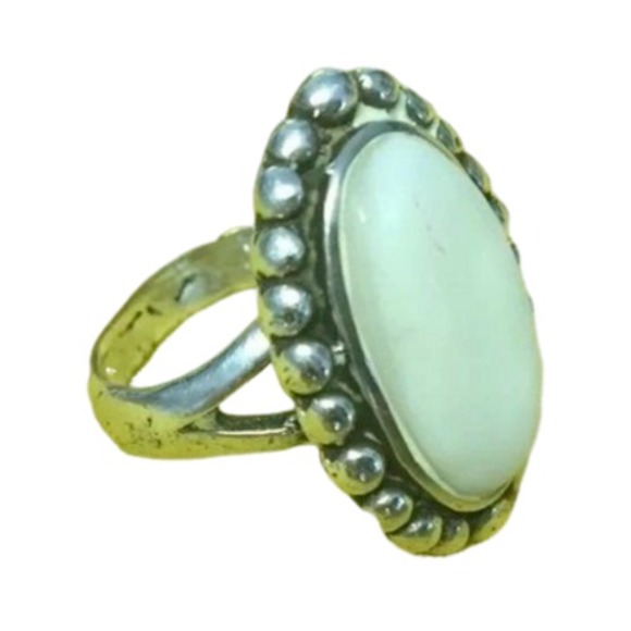 Antique Mother Of Pearl Oval Ring Sterling Silver Navajo Native Size 7.25 - Picture 14 of 16
